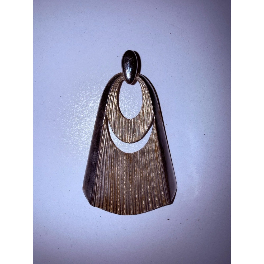 Crown Trifari Pendant Silver Tone Modernist‎ Abstract Vintage